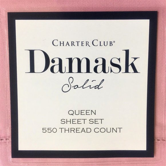 new CHERRY BLOSSOM PINK Charter Club Solid 550 TC 100% Cotton QUEEN Sheet Set - Picture 2 of 11